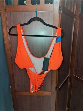 Tie-Back One-Piece Swimsuit in Bright Orange